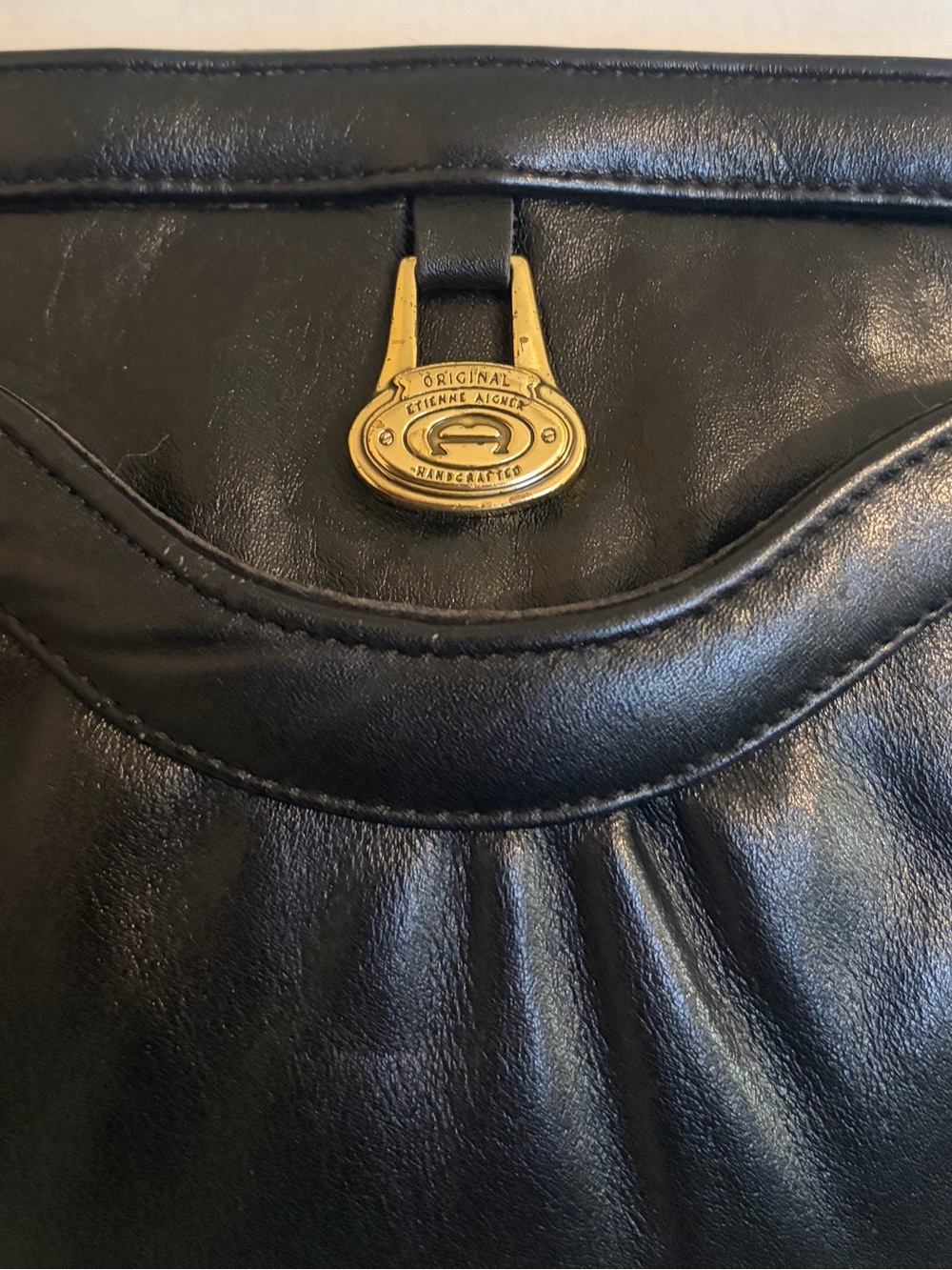 Vintage Etienne Aigner Black Leather Shoulder Bag Handcrafted